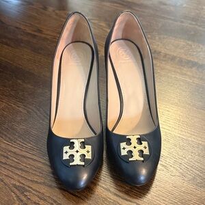 Tory Burch Black Heels with Gold Accent